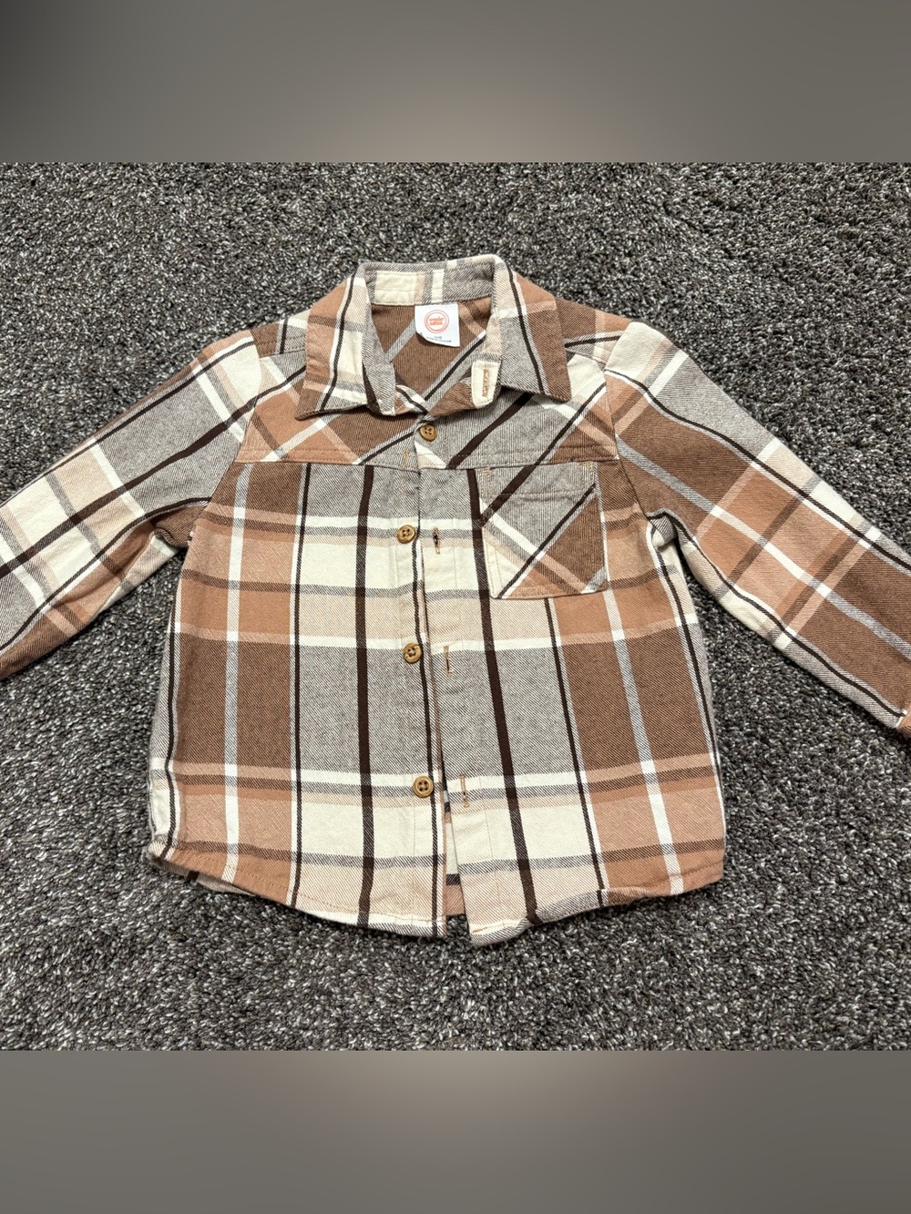 Wonder Nation Brown & Cream Plaid Button-Down Shirt